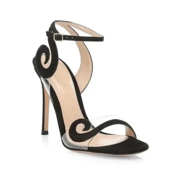 Gianvito Rossi Camoscio Black Suede High Heel Sandals - Picture 1 of 7